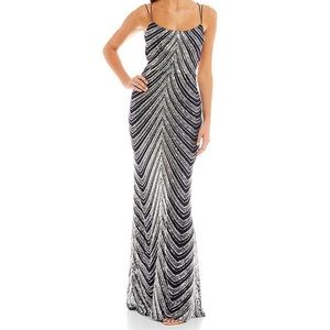 B Darlin Navy and Silver Sequin Gown Junior Size 11/12